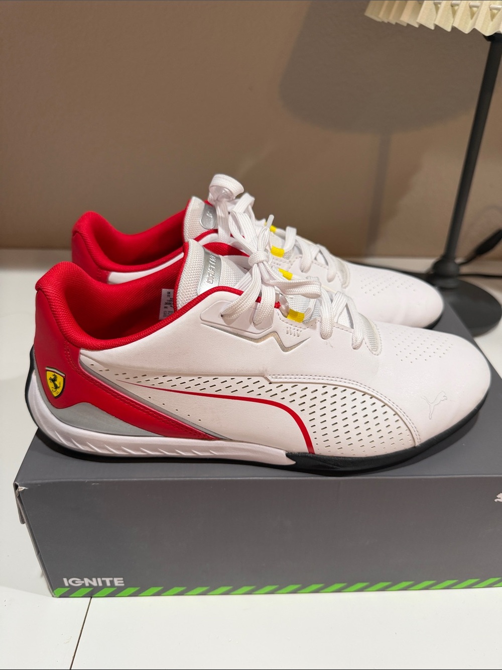 PUMA x Ferrari Driver’s White & Red Performance Sneakers
